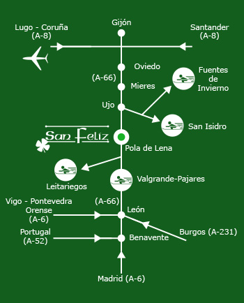 Mapa Nieveastur - localizaci&oacute;n de estaciones de esqu&iacute;